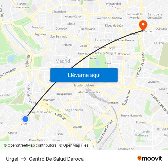 Urgel to Centro De Salud Daroca map