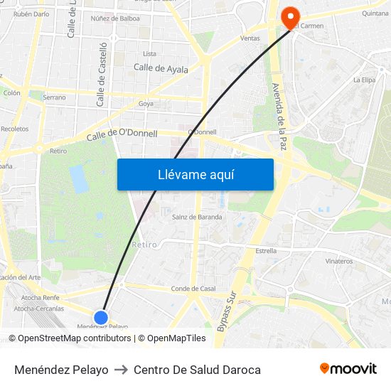 Menéndez Pelayo to Centro De Salud Daroca map