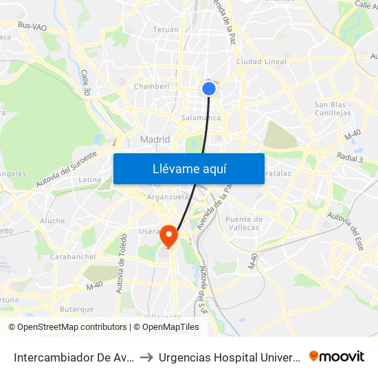 Intercambiador De Avenida De América to Urgencias Hospital Universitario 12 De Octubre map