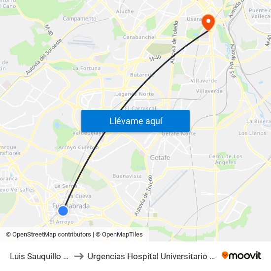 Luis Sauquillo - Grecia to Urgencias Hospital Universitario 12 De Octubre map