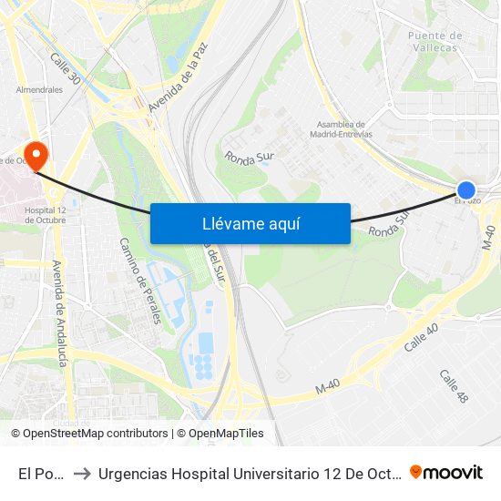 El Pozo to Urgencias Hospital Universitario 12 De Octubre map