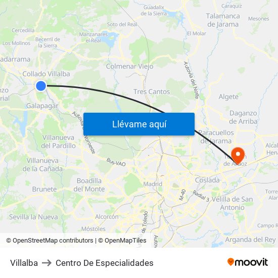 Villalba to Centro De Especialidades map