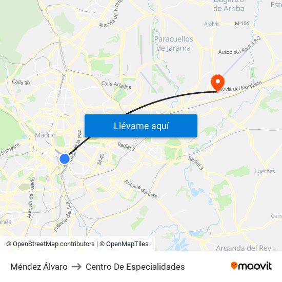 Méndez Álvaro to Centro De Especialidades map