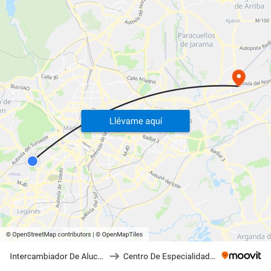 Intercambiador De Aluche to Centro De Especialidades map