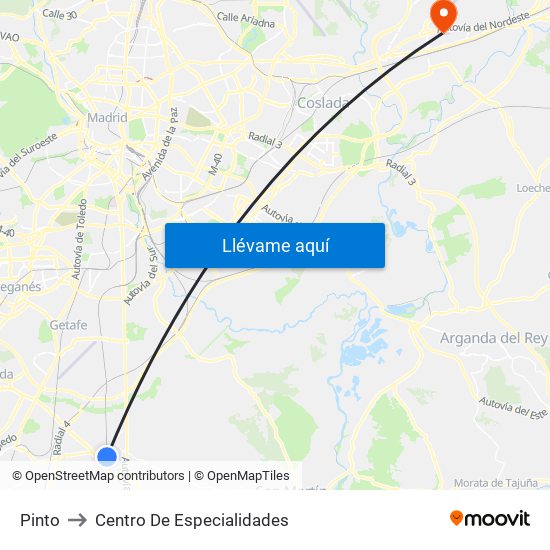 Pinto to Centro De Especialidades map