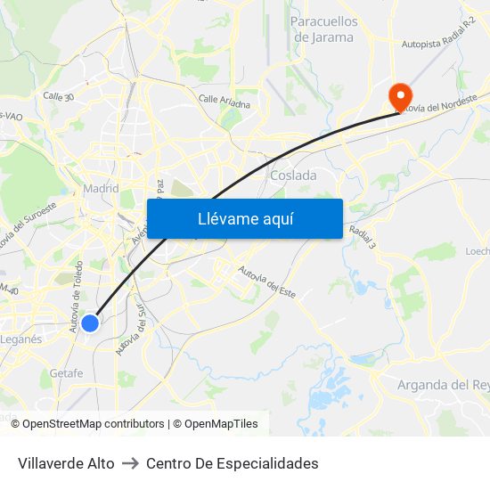 Villaverde Alto to Centro De Especialidades map