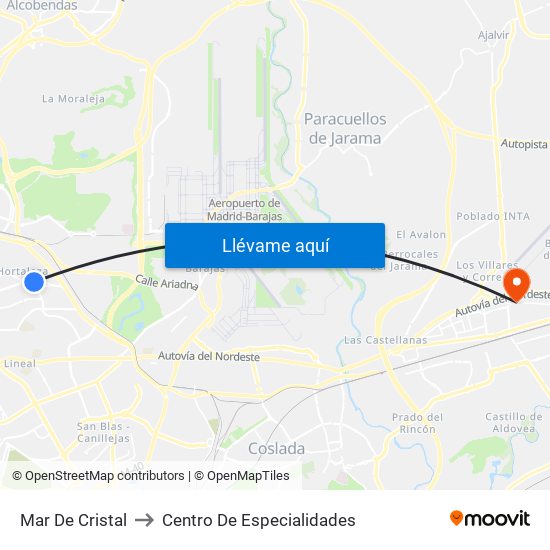 Mar De Cristal to Centro De Especialidades map