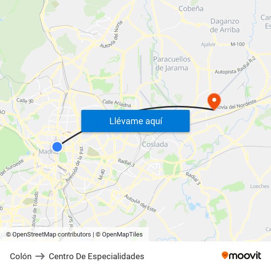 Colón to Centro De Especialidades map