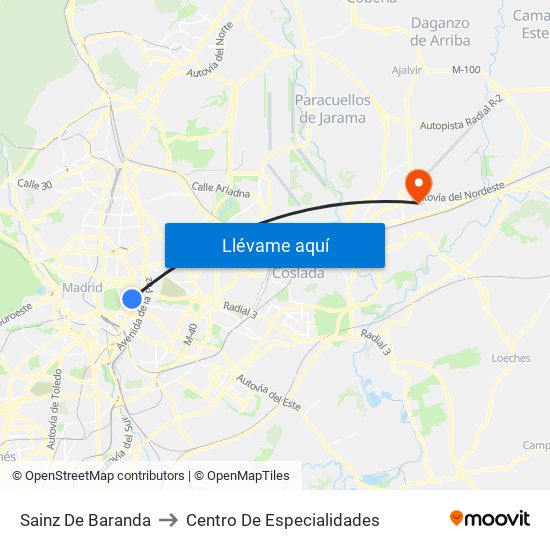 Sainz De Baranda to Centro De Especialidades map