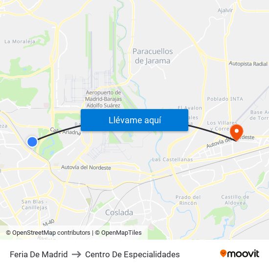 Feria De Madrid to Centro De Especialidades map