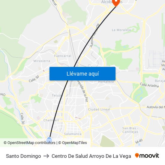 Santo Domingo to Centro De Salud Arroyo De La Vega map