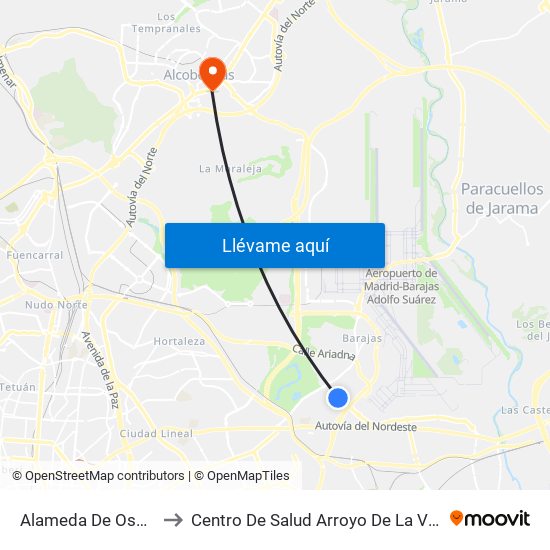 Alameda De Osuna to Centro De Salud Arroyo De La Vega map