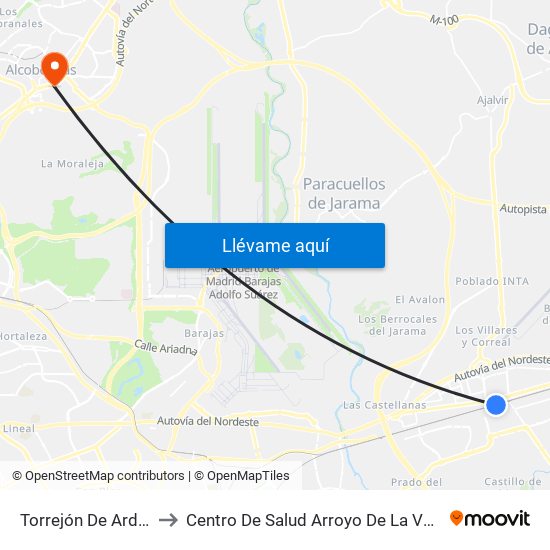 Torrejón De Ardoz to Centro De Salud Arroyo De La Vega map