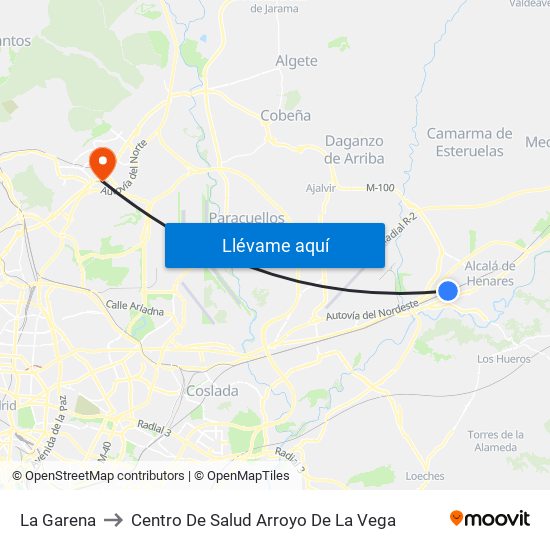 La Garena to Centro De Salud Arroyo De La Vega map