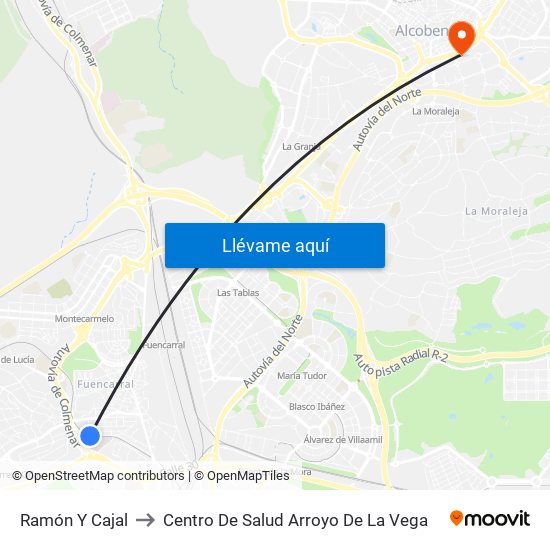 Ramón Y Cajal to Centro De Salud Arroyo De La Vega map