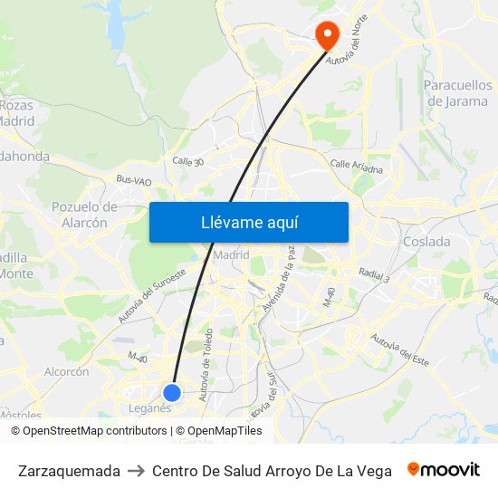 Zarzaquemada to Centro De Salud Arroyo De La Vega map