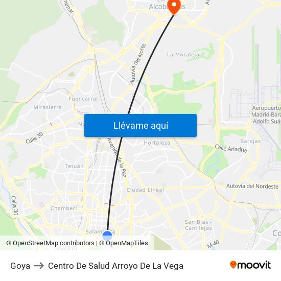 Goya to Centro De Salud Arroyo De La Vega map