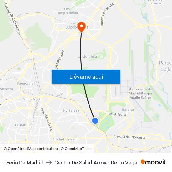 Feria De Madrid to Centro De Salud Arroyo De La Vega map