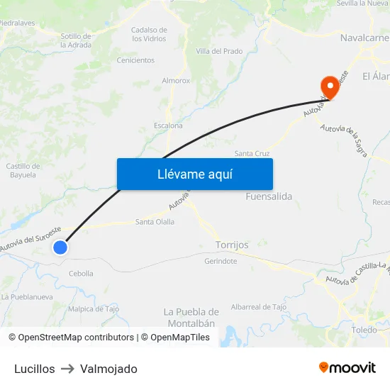 Lucillos to Valmojado map