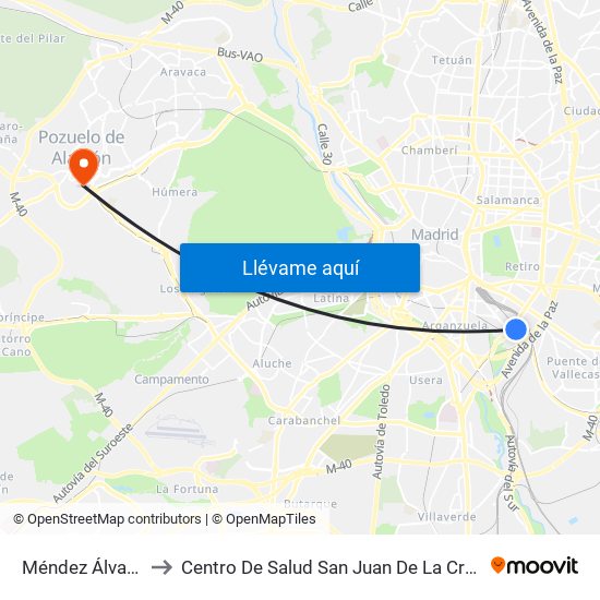 Méndez Álvaro to Centro De Salud San Juan De La Cruz map