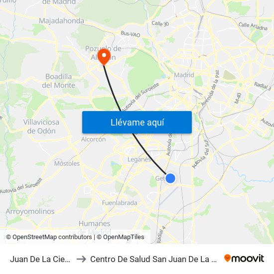 Juan De La Cierva to Centro De Salud San Juan De La Cruz map