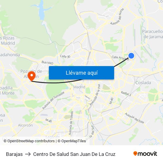 Barajas to Centro De Salud San Juan De La Cruz map