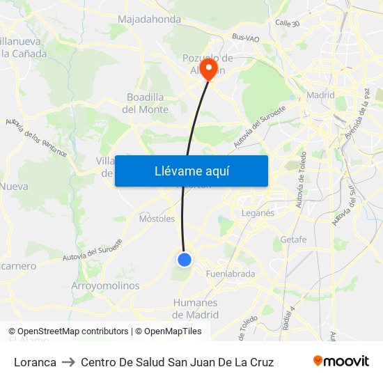 Loranca to Centro De Salud San Juan De La Cruz map