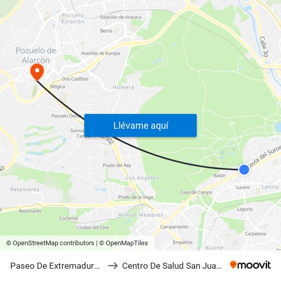 Paseo De Extremadura - El Greco to Centro De Salud San Juan De La Cruz map