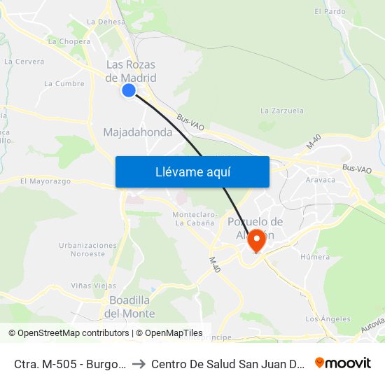 Ctra. M-505 - Burgocentro to Centro De Salud San Juan De La Cruz map