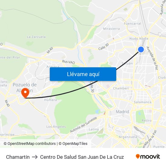 Chamartín to Centro De Salud San Juan De La Cruz map