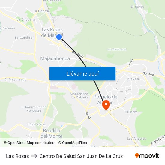 Las Rozas to Centro De Salud San Juan De La Cruz map