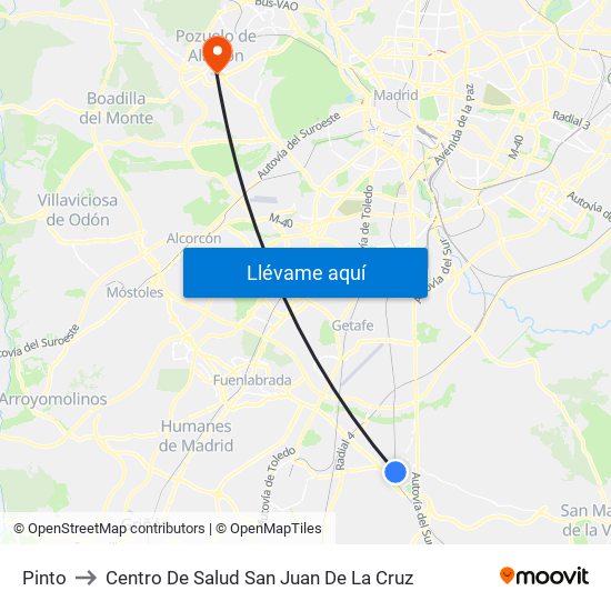Pinto to Centro De Salud San Juan De La Cruz map