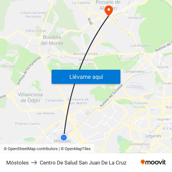 Móstoles to Centro De Salud San Juan De La Cruz map