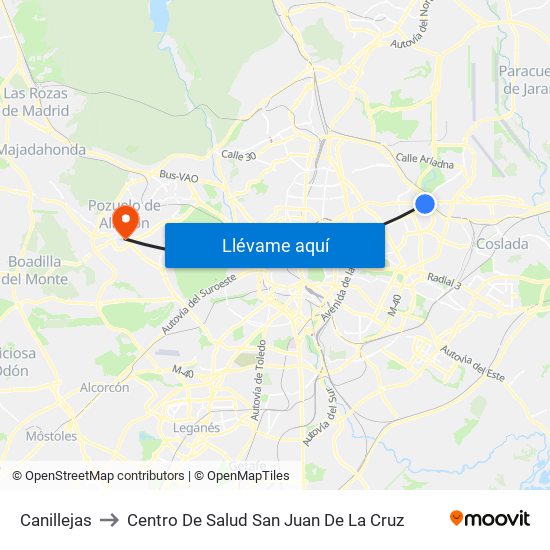 Canillejas to Centro De Salud San Juan De La Cruz map
