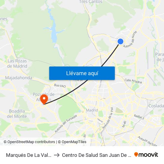 Marqués De La Valdavia to Centro De Salud San Juan De La Cruz map