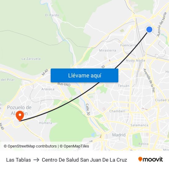 Las Tablas to Centro De Salud San Juan De La Cruz map