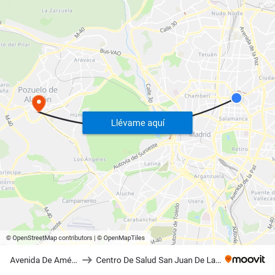 Avenida De América to Centro De Salud San Juan De La Cruz map