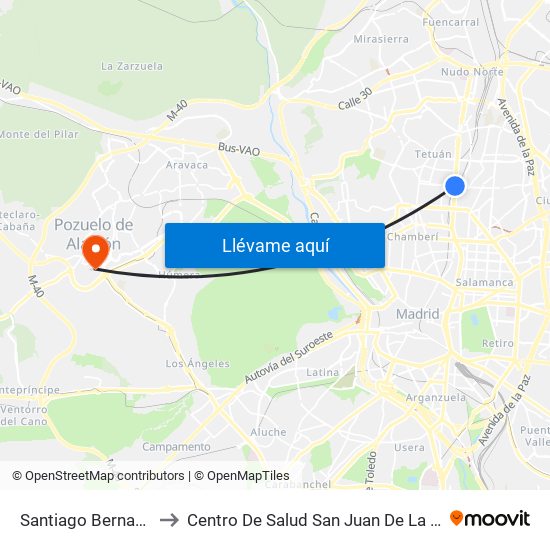 Santiago Bernabéu to Centro De Salud San Juan De La Cruz map