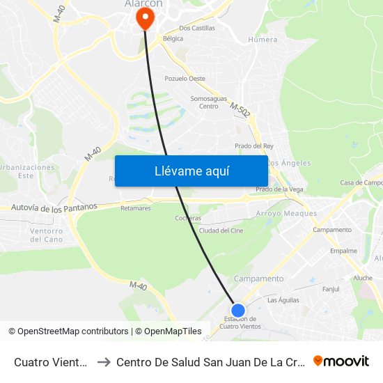 Cuatro Vientos to Centro De Salud San Juan De La Cruz map