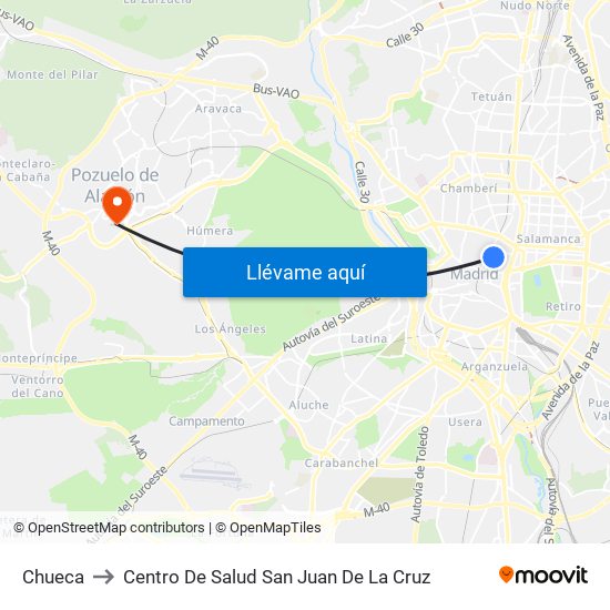 Chueca to Centro De Salud San Juan De La Cruz map