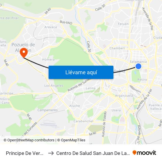 Príncipe De Vergara to Centro De Salud San Juan De La Cruz map