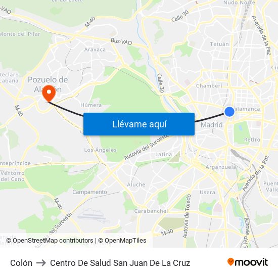 Colón to Centro De Salud San Juan De La Cruz map