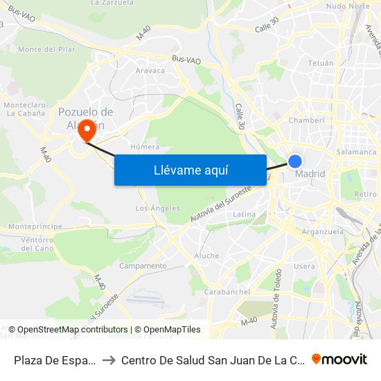 Plaza De España to Centro De Salud San Juan De La Cruz map