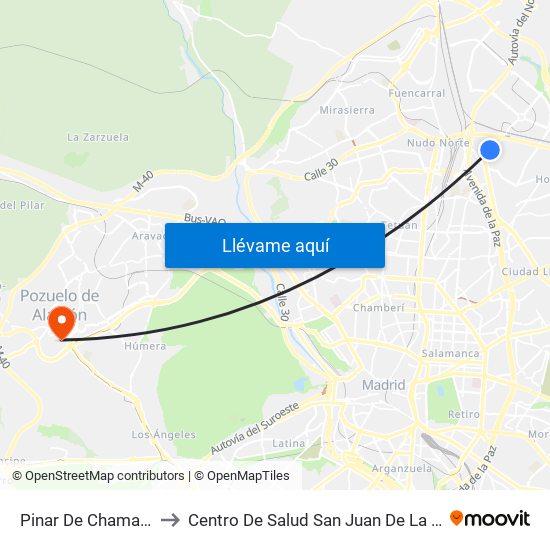Pinar De Chamartín to Centro De Salud San Juan De La Cruz map