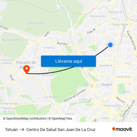 Tetuán to Centro De Salud San Juan De La Cruz map