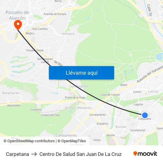 Carpetana to Centro De Salud San Juan De La Cruz map