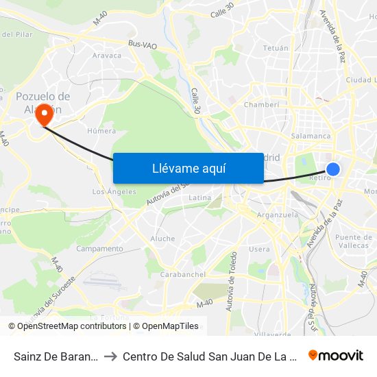 Sainz De Baranda to Centro De Salud San Juan De La Cruz map