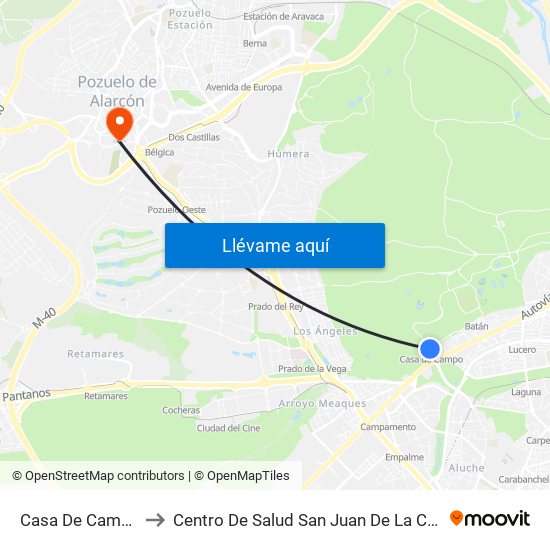 Casa De Campo to Centro De Salud San Juan De La Cruz map