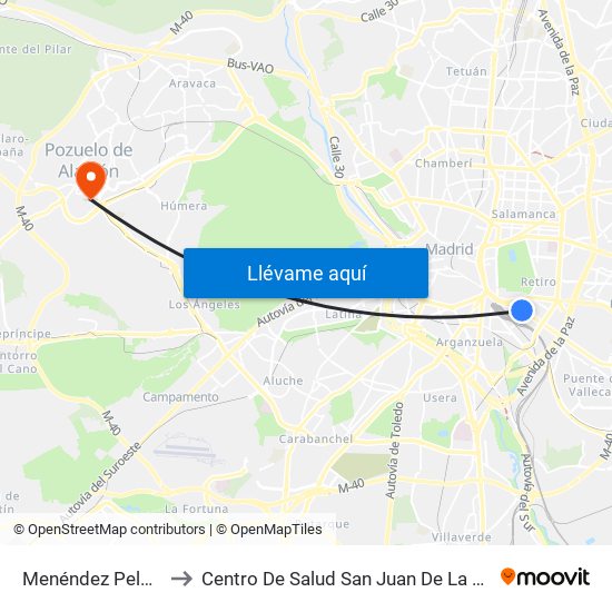 Menéndez Pelayo to Centro De Salud San Juan De La Cruz map