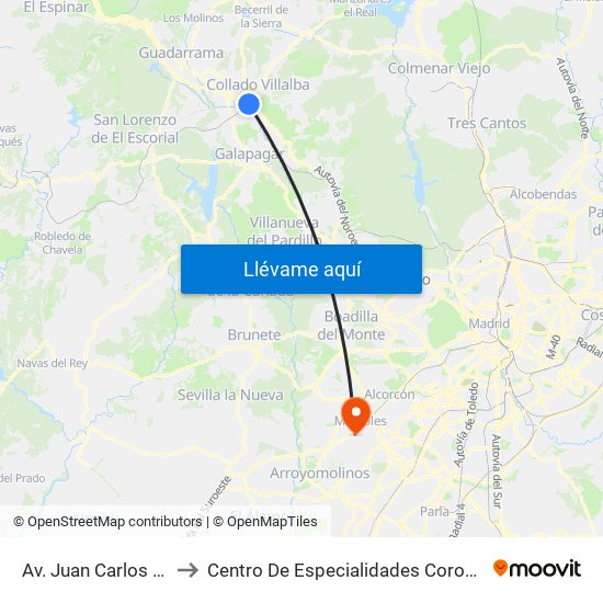 Av. Juan Carlos I - Zoco to Centro De Especialidades Coronel De Palma map
